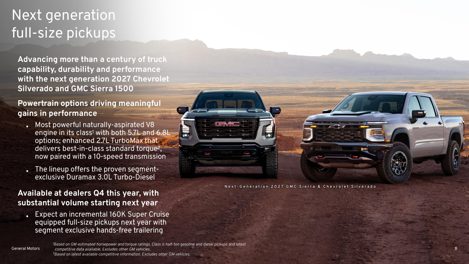 The 2027 Silverado and Sierra - the product cycle behind next year's volume and 160K more Super Cruise trucks.